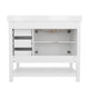White Frame/Gold Hardware,42" |#| 42 Inch Bathroom Vanity with Sink, Open Storage, and Storage Drawers in Wht/Gold