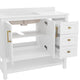 White Frame/Gold Hardware,42" |#| 42 Inch Bathroom Vanity with Sink, Open Storage, and Storage Drawers in Wht/Gold