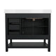 Black Frame/Nickel Hardware,42" |#| 42 Inch Bathroom Vanity with Sink, Open Storage, and Storage Drawers in Black
