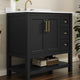 Black Frame/Gold Hardware,36" |#| 36 Inch Bathroom Vanity with Sink, Open Storage, and Storage Drawers in Blk/Gold