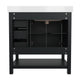 Black Frame/Gold Hardware,36" |#| 36 Inch Bathroom Vanity with Sink, Open Storage, and Storage Drawers in Blk/Gold