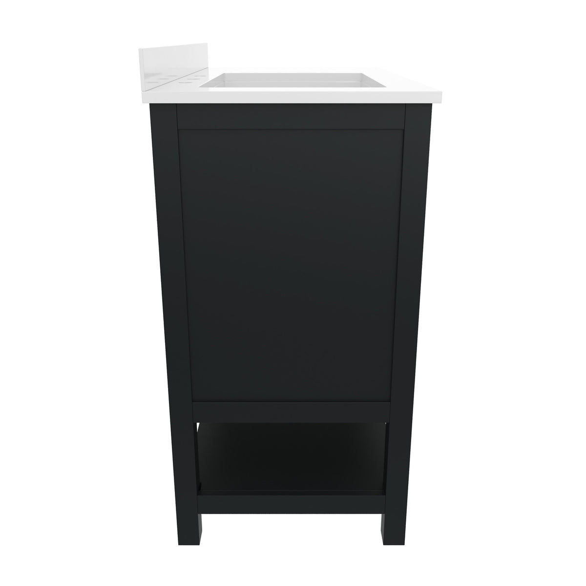 Black Frame/Gold Hardware,36" |#| 36 Inch Bathroom Vanity with Sink, Open Storage, and Storage Drawers in Blk/Gold