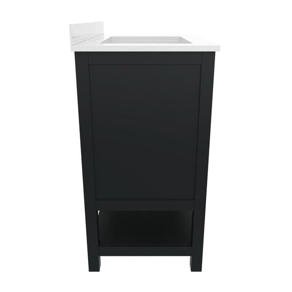 Black Frame/Gold Hardware,36" |#| 36 Inch Bathroom Vanity with Sink, Open Storage, and Storage Drawers in Blk/Gold