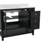Black Frame/Nickel Hardware,42" |#| 42 Inch Bathroom Vanity with Sink, Open Storage, and Storage Drawers in Black