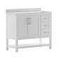White,42" |#| 42 Inch Bathroom Vanity with Sink, Open Storage, and Storage Drawers in White