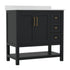 Vega Bathroom Vanity with Sink, Storage Cabinet with Soft Close Doors, Open Shelf and 3 Drawers, Carrara Marble Finish Countertop