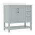 Vega Bathroom Vanity with Sink, Storage Cabinet with Soft Close Doors, Open Shelf and 3 Drawers, Carrara Marble Finish Countertop