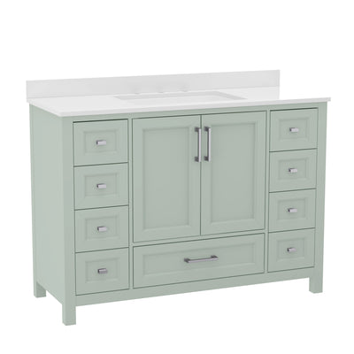 Vega Bathroom Vanity with Sink, Storage Cabinet with Soft Close Doors, and 9 Drawers, Carrara Marble Finish Countertop - View 1