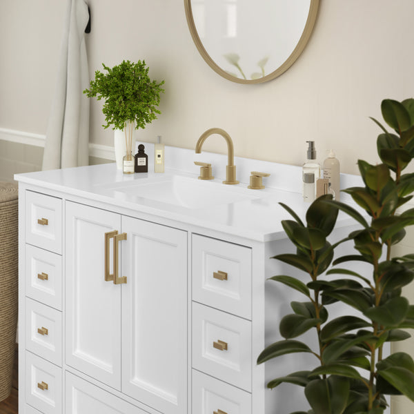White |#| 48 Inch Bathroom Vanity with Sink, Storage Cabinet, and 9 Drawers in White