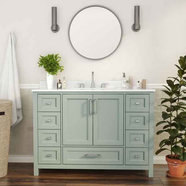 Gray |#| 48 Inch Bathroom Vanity with Sink, Storage Cabinet, and 9 Drawers in Gray