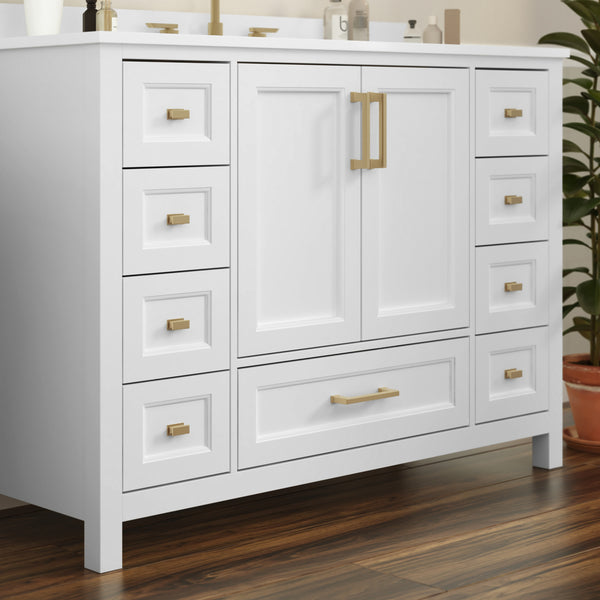 White |#| 48 Inch Bathroom Vanity with Sink, Storage Cabinet, and 9 Drawers in White