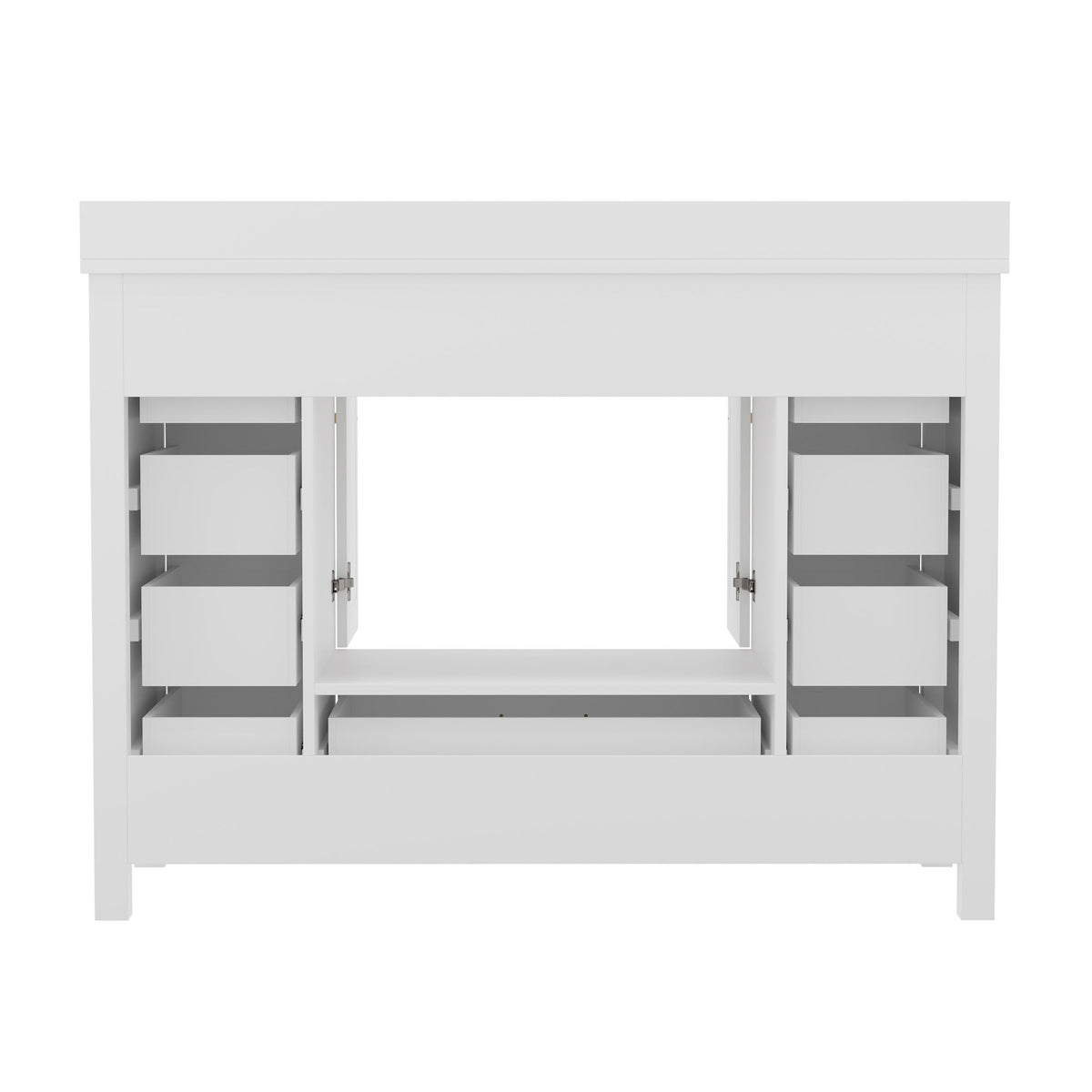 White |#| 48 Inch Bathroom Vanity with Sink, Storage Cabinet, and 9 Drawers in White