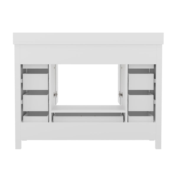 White |#| 48 Inch Bathroom Vanity with Sink, Storage Cabinet, and 9 Drawers in White