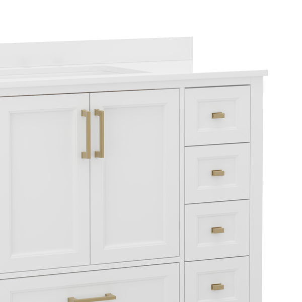 White |#| 48 Inch Bathroom Vanity with Sink, Storage Cabinet, and 9 Drawers in White