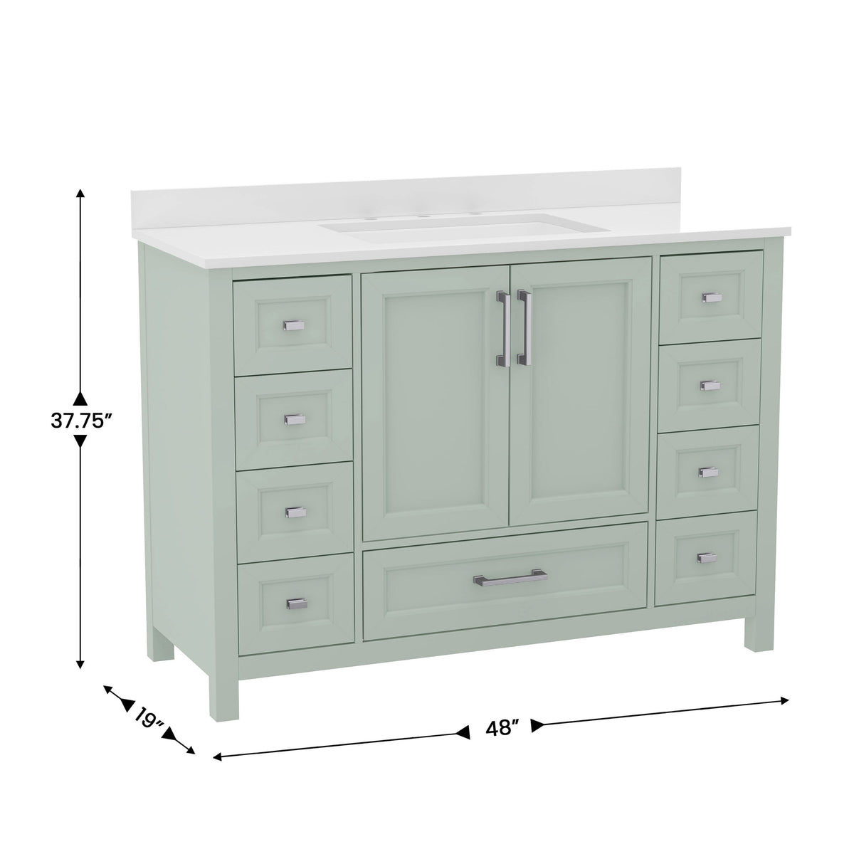 Gray |#| 48 Inch Bathroom Vanity with Sink, Storage Cabinet, and 9 Drawers in Gray