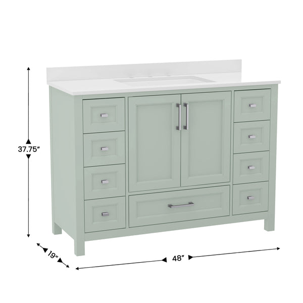 Gray |#| 48 Inch Bathroom Vanity with Sink, Storage Cabinet, and 9 Drawers in Gray