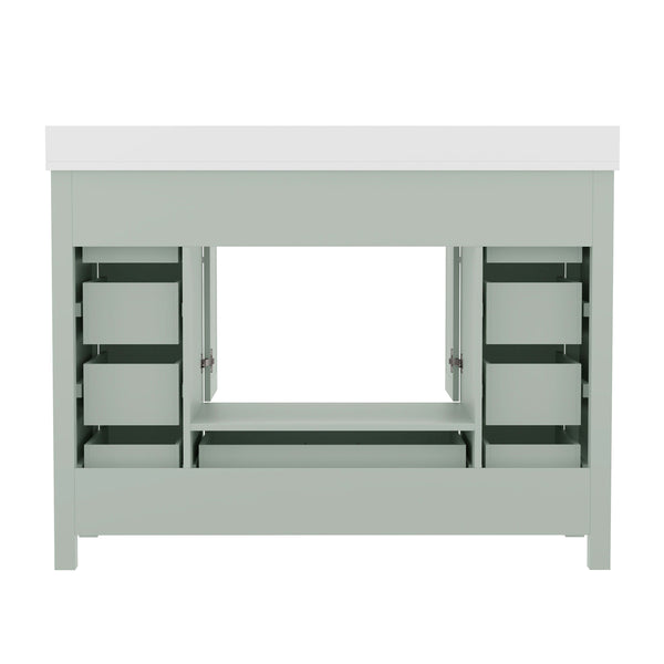 Gray |#| 48 Inch Bathroom Vanity with Sink, Storage Cabinet, and 9 Drawers in Gray