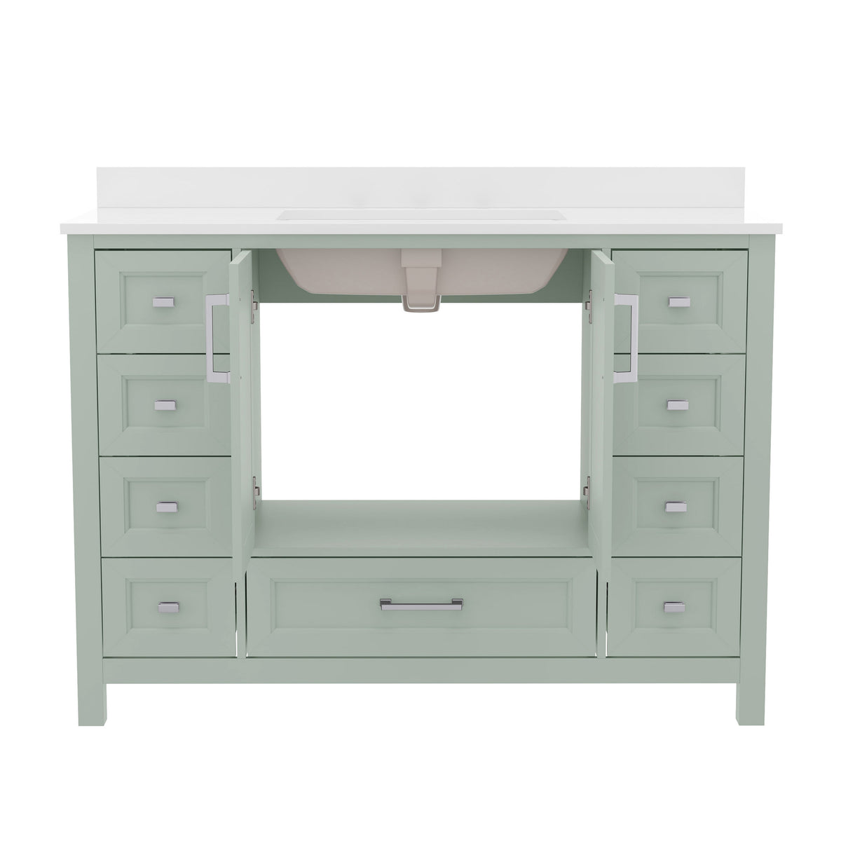Gray |#| 48 Inch Bathroom Vanity with Sink, Storage Cabinet, and 9 Drawers in Gray