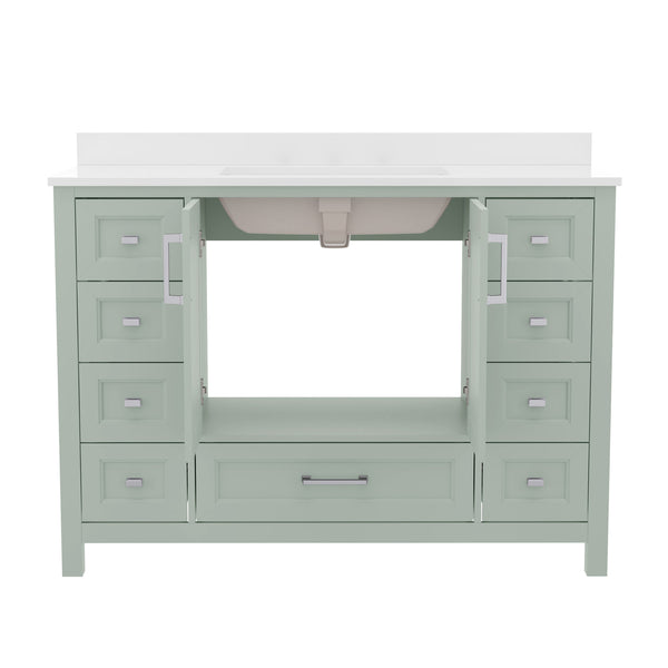 Gray |#| 48 Inch Bathroom Vanity with Sink, Storage Cabinet, and 9 Drawers in Gray