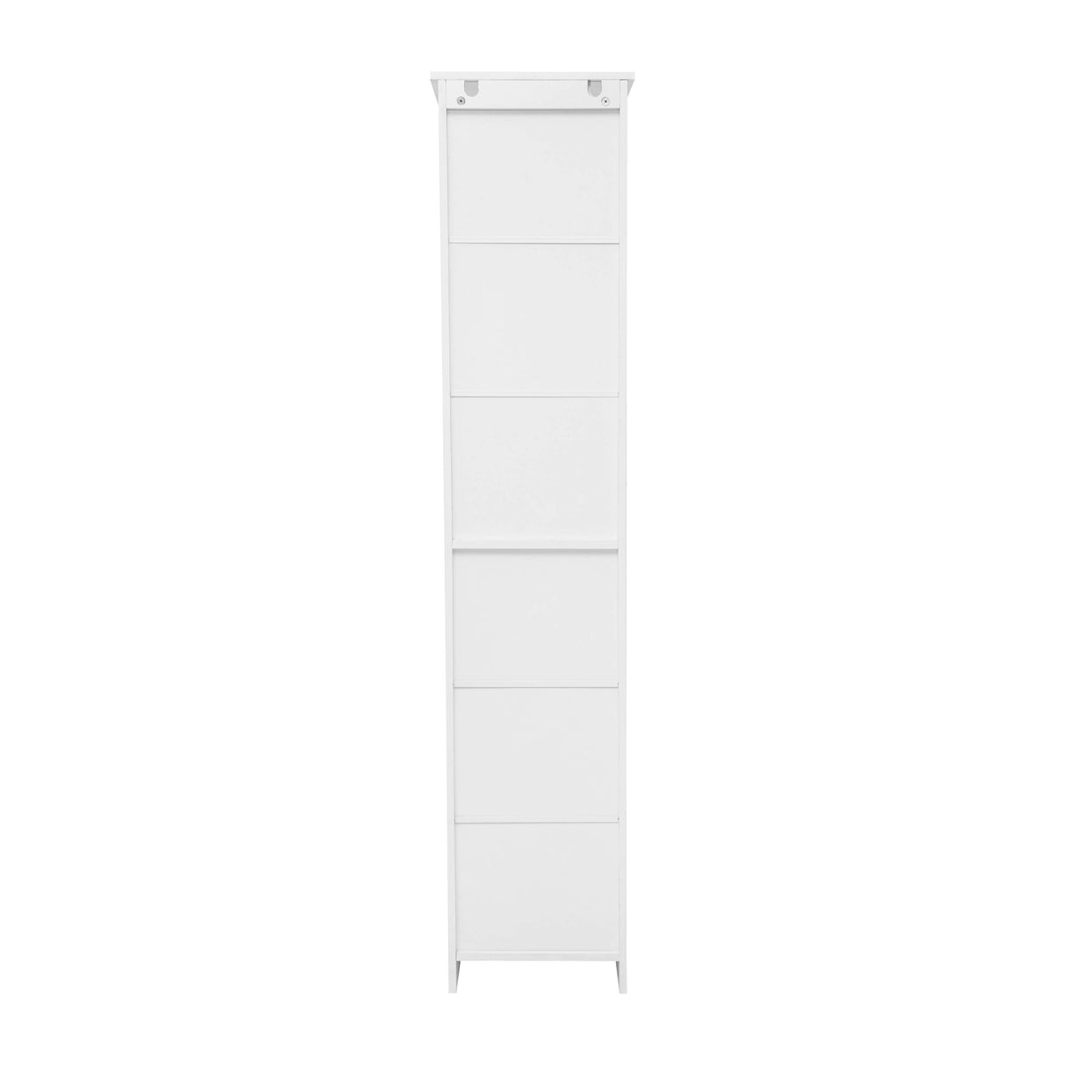 White |#| Modern Freestanding Linen Tower with Shelves and Magnetic Close Door - White