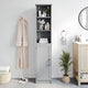 Gray |#| Modern Freestanding Linen Tower with Shelves and Magnetic Close Door - Gray