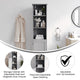 Gray |#| Modern Freestanding Linen Tower with Shelves and Magnetic Close Door - Gray