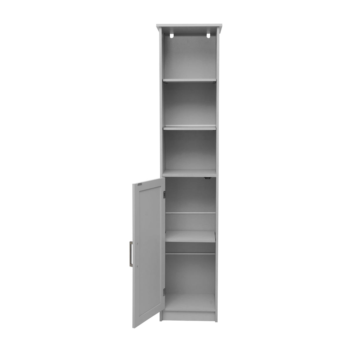 Gray |#| Modern Freestanding Linen Tower with Shelves and Magnetic Close Door - Gray