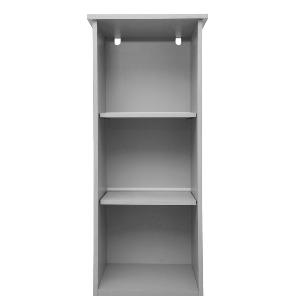 Gray |#| Modern Freestanding Linen Tower with Shelves and Magnetic Close Door - Gray