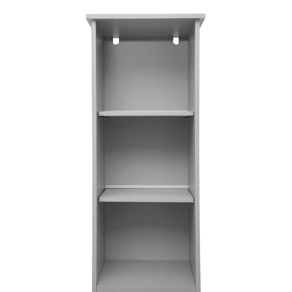 Gray |#| Modern Freestanding Linen Tower with Shelves and Magnetic Close Door - Gray