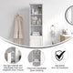 White |#| Modern Freestanding Linen Tower with Shelves and Magnetic Close Door - White