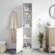 White |#| Modern Freestanding Linen Tower with Shelves and Magnetic Close Door - White