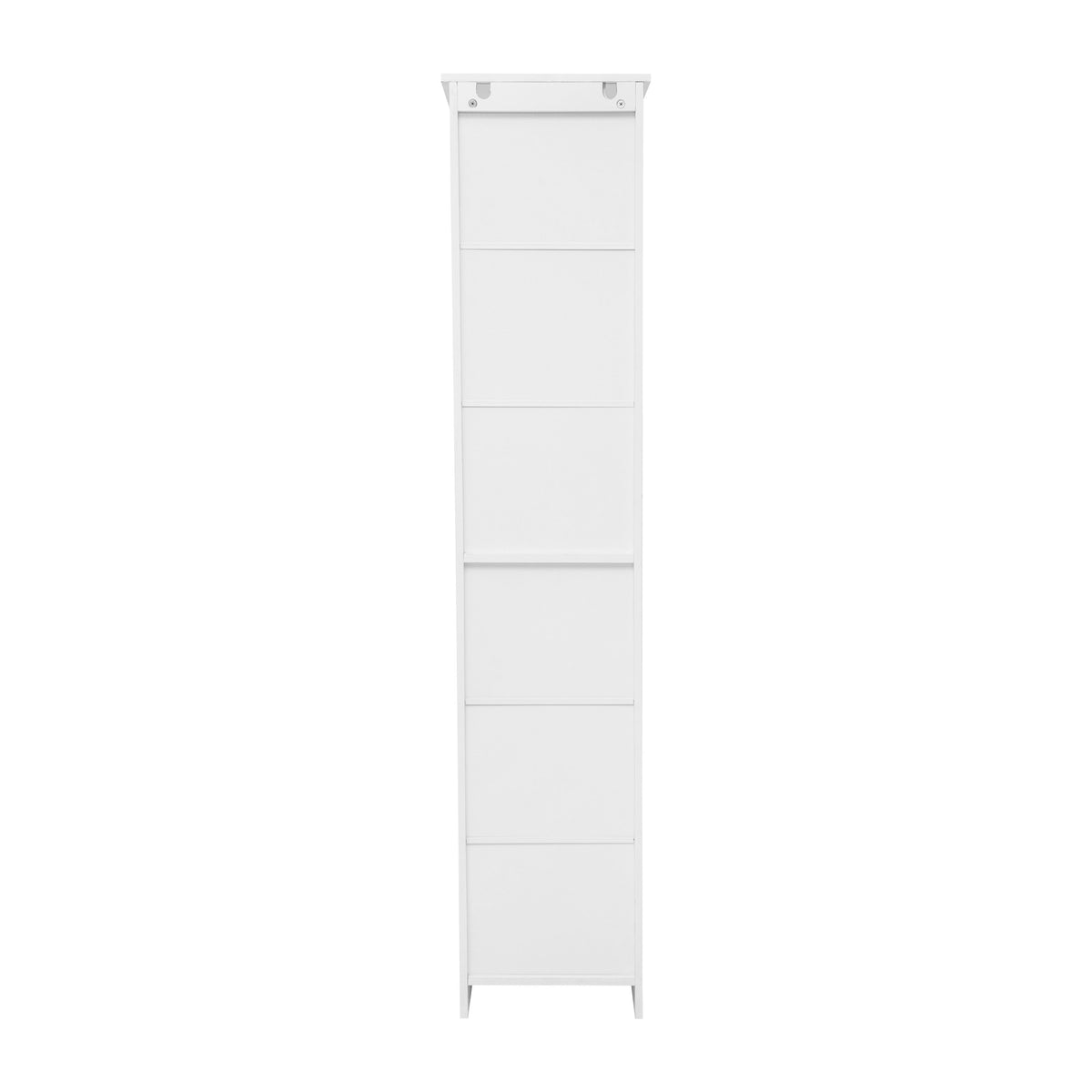 White |#| Modern Freestanding Linen Tower with Shelves and Magnetic Close Door - White