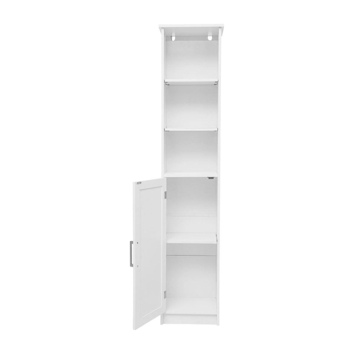 White |#| Modern Freestanding Linen Tower with Shelves and Magnetic Close Door - White