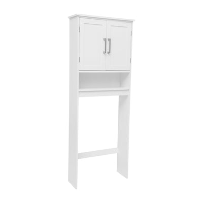 Vega Over the Toilet Bathroom Storage Cabinet Organizer with Magnetic Closure Doors, Adjustable Cabinet Shelf, and Open Lower Shelf - View 1