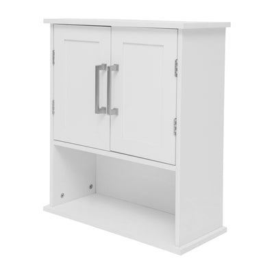 Vega Wall Mounted Bathroom Medicine Cabinet Storage Organizer with Magnetic Closure Doors, Adjustable Shelf, and Lower Open Shelf