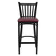 Burgundy Vinyl Seat/Black Metal Frame |#| Black Vertical Back Metal Restaurant Barstool - Burgundy Vinyl Seat