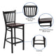 Mahogany Wood Seat/Black Metal Frame |#| Black Vertical Back Metal Restaurant Barstool - Mahogany Wood Seat
