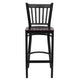 Mahogany Wood Seat/Black Metal Frame |#| Black Vertical Back Metal Restaurant Barstool - Mahogany Wood Seat