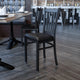 Black Vinyl Seat/Black Metal Frame |#| Black Vertical Back Metal Restaurant Chair - Black Vinyl Seat