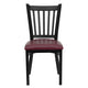 Burgundy Vinyl Seat/Black Metal Frame |#| Black Vertical Back Metal Restaurant Chair - Burgundy Vinyl Seat