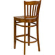 Cherry Wood Seat/Cherry Wood Frame |#| Vertical Slat Back Cherry Wood Restaurant Barstool with Footrest