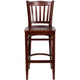 Mahogany Wood Seat/Mahogany Wood Frame |#| Vertical Slat Back Mahogany Wood Restaurant Barstool with Footrest
