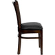 Black Vinyl Seat/Walnut Wood Frame |#| Vertical Slat Back Walnut Wood Restaurant Chair - Black Vinyl Seat