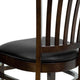 Black Vinyl Seat/Walnut Wood Frame |#| Vertical Slat Back Walnut Wood Restaurant Chair - Black Vinyl Seat