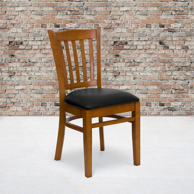 Vertical Slat Back Wooden Restaurant Chair - View 2