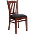 Black Vinyl Seat/Mahogany Wood Frame |#| Vertical Slat Back Mahogany Wood Restaurant Chair - Black Vinyl Seat