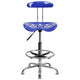 Nautical Blue |#| Vibrant Nautical Blue and Chrome Drafting Stool with Tractor Seat