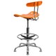 Orange |#| Vibrant Orange and Chrome Drafting Stool with Tractor Seat