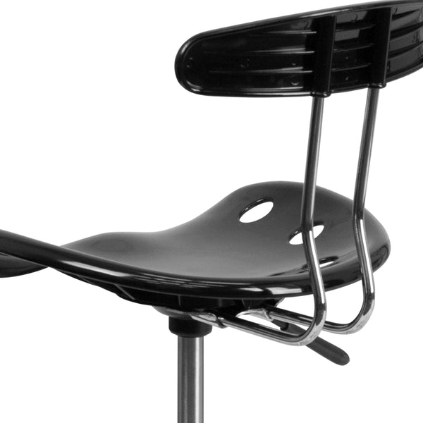 Black |#| Vibrant Black and Chrome Drafting Stool with Tractor Seat
