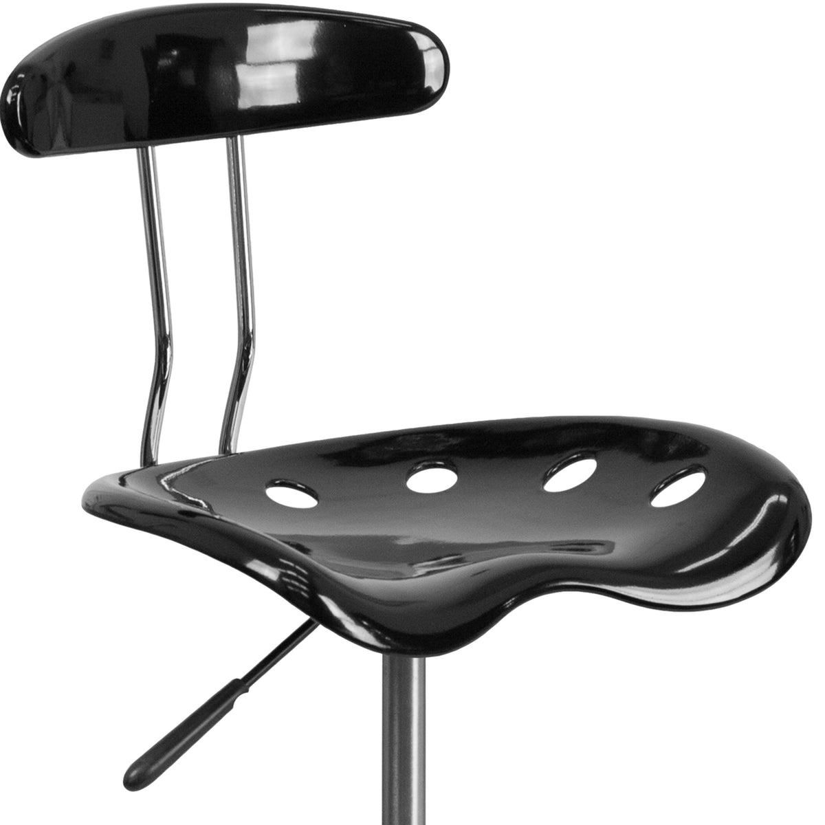 Black |#| Vibrant Black and Chrome Drafting Stool with Tractor Seat